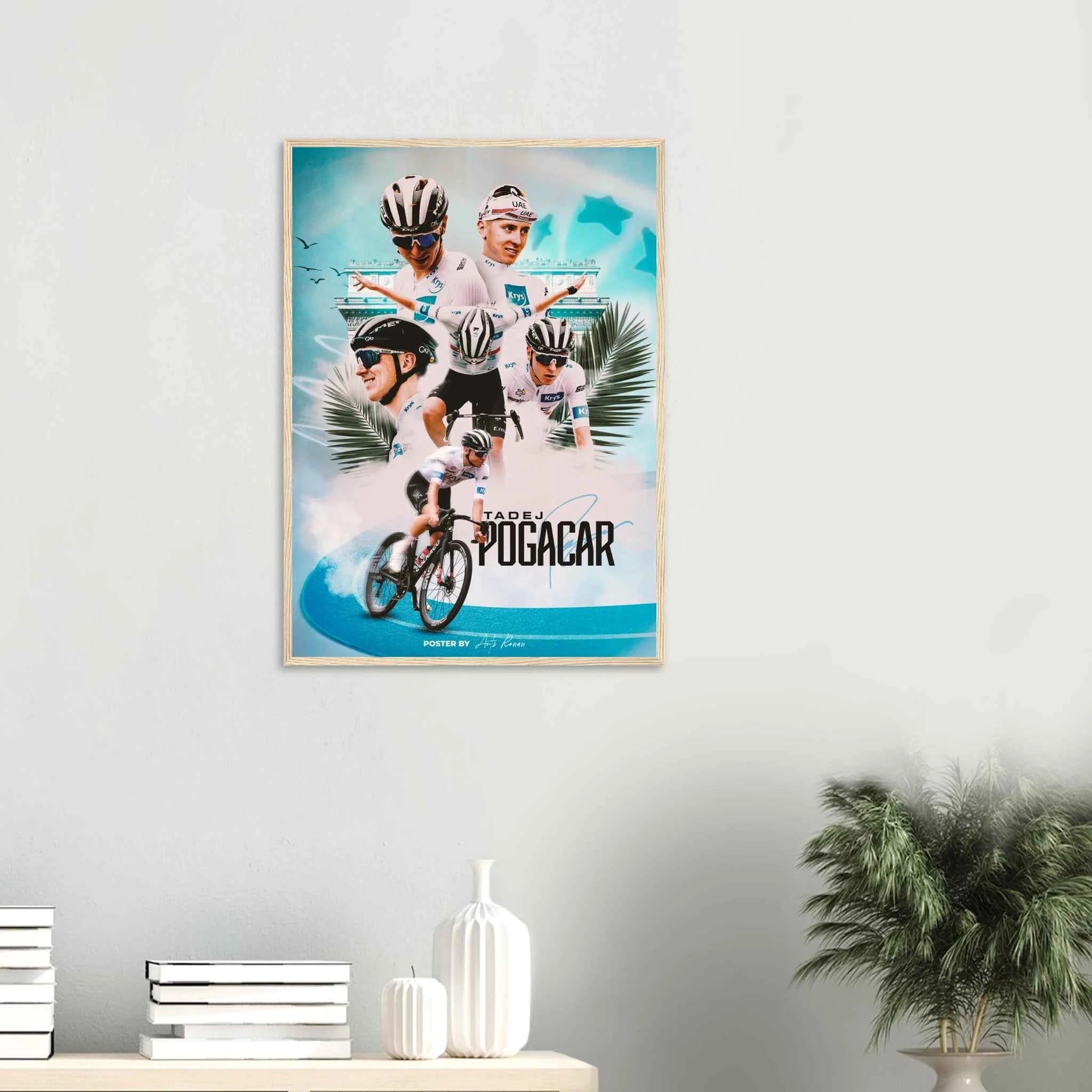 Poster Encadré - Tadej Pogacar Édition maillot Blanc