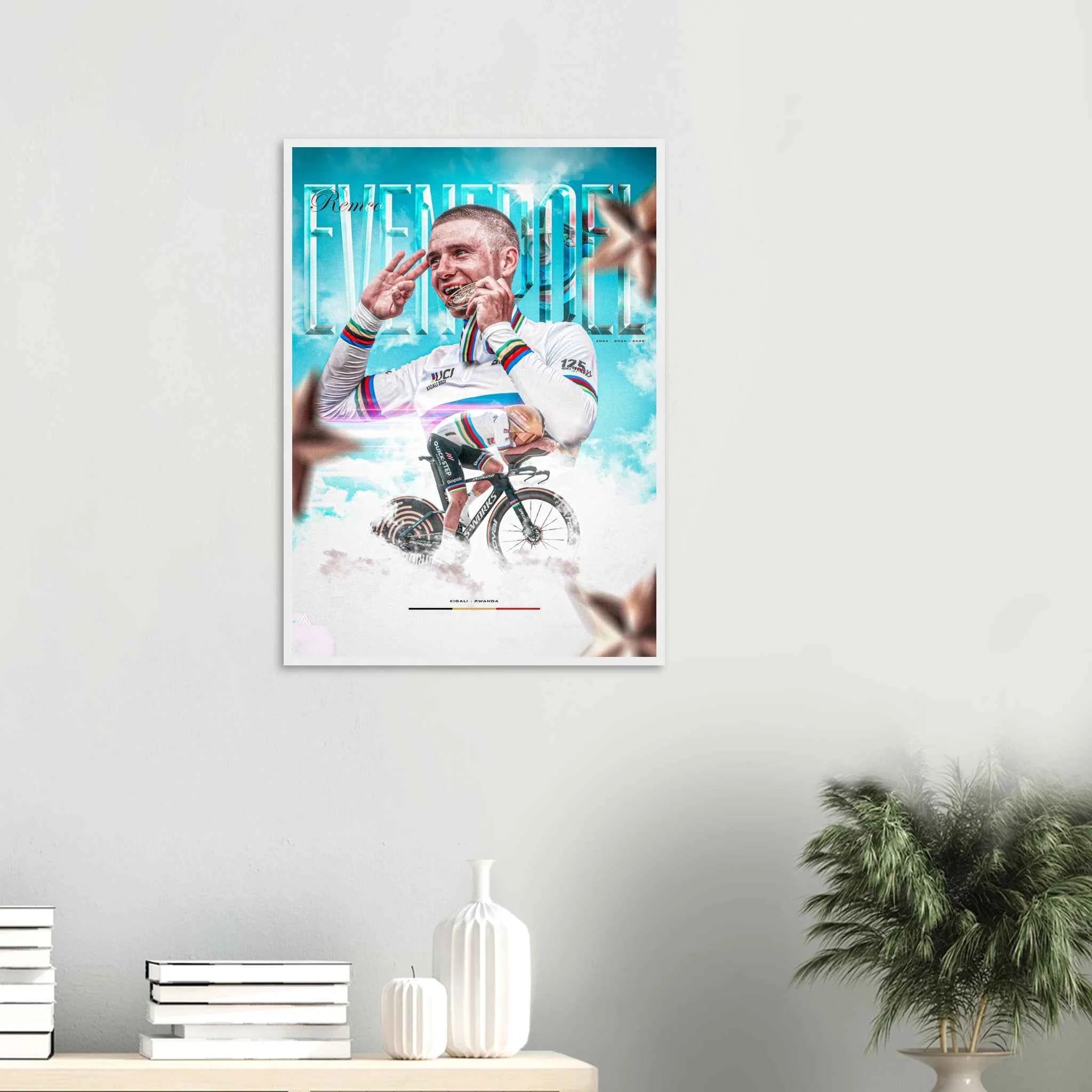 Poster Encadré - Remco Evenepoel ( Édition champion du Monde CLM 2025 )