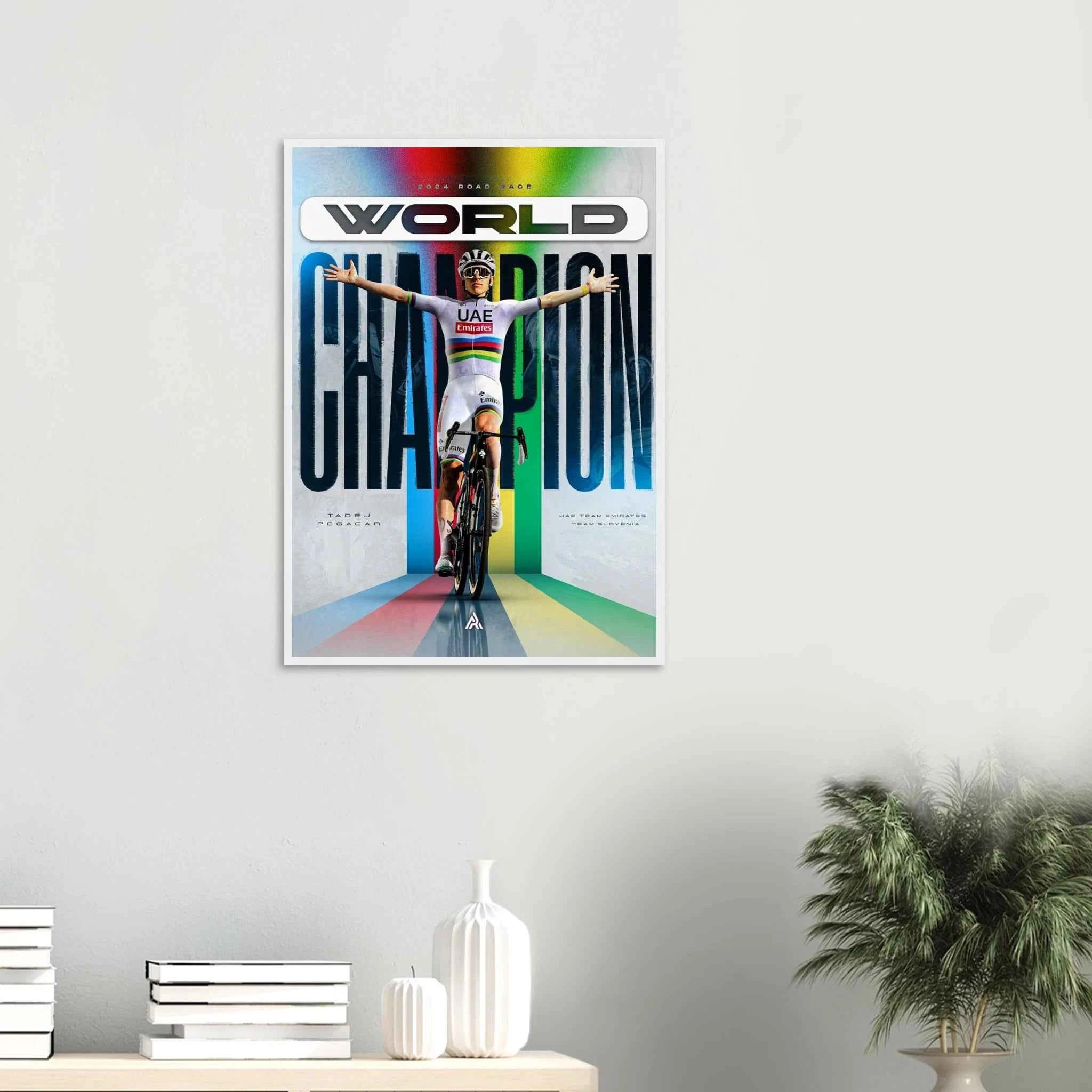 Poster Encadré - Tadej Pogacar ( Champion du monde 2024 )