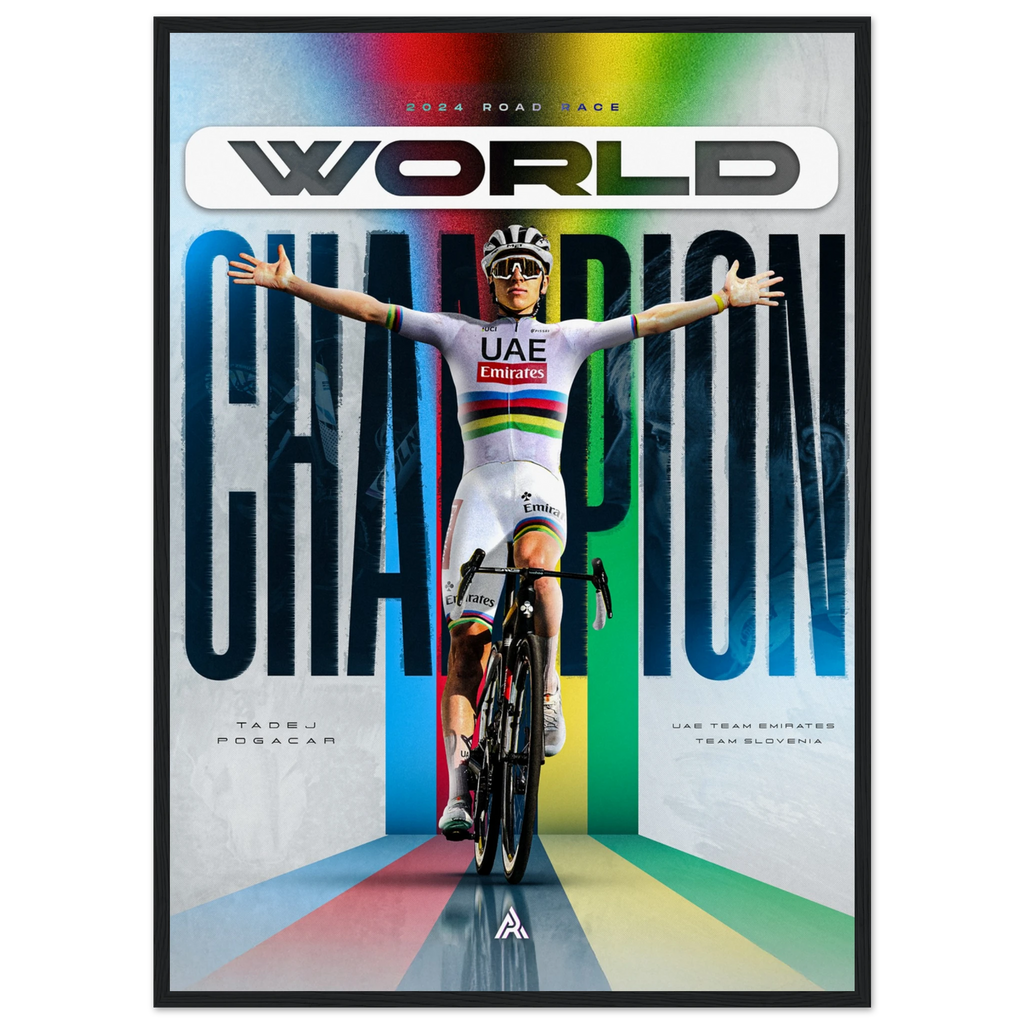 Poster Encadré - Tadej Pogacar ( Champion du monde 2024 ) - Obyke Studio