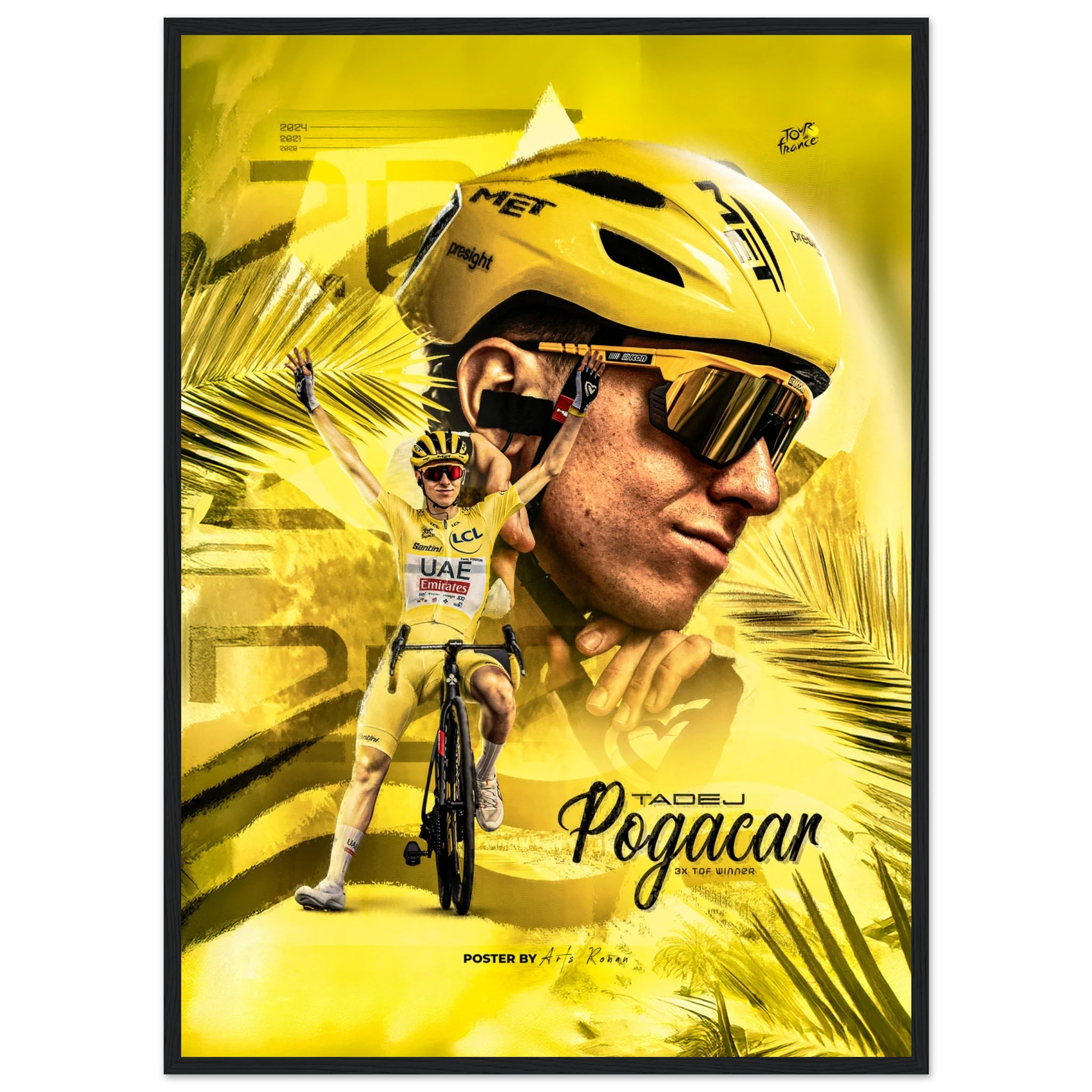 Poster Encadré - Tadej Pogacar Édition maillot jaune