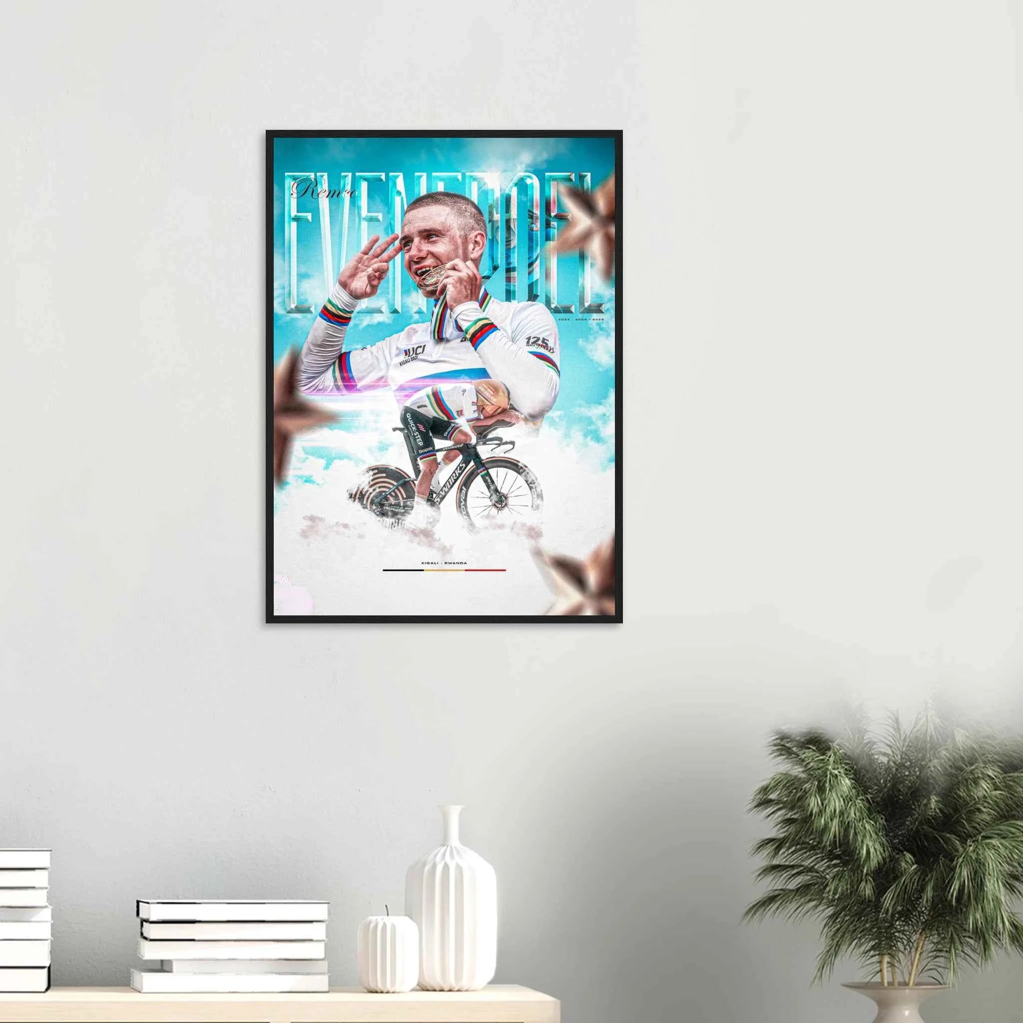 Poster Encadré - Remco Evenepoel ( Édition champion du Monde CLM 2025 )