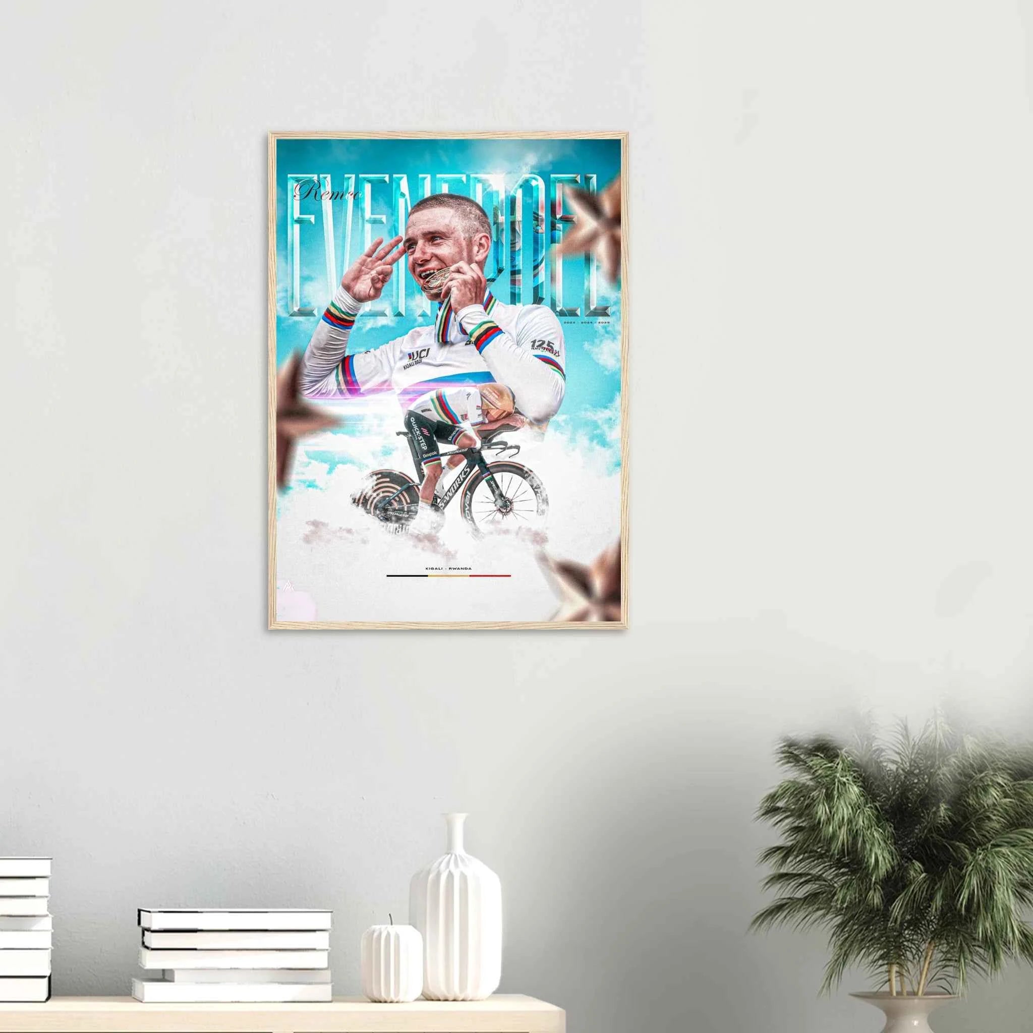 Poster Encadré - Remco Evenepoel ( Édition champion du Monde CLM 2025 )