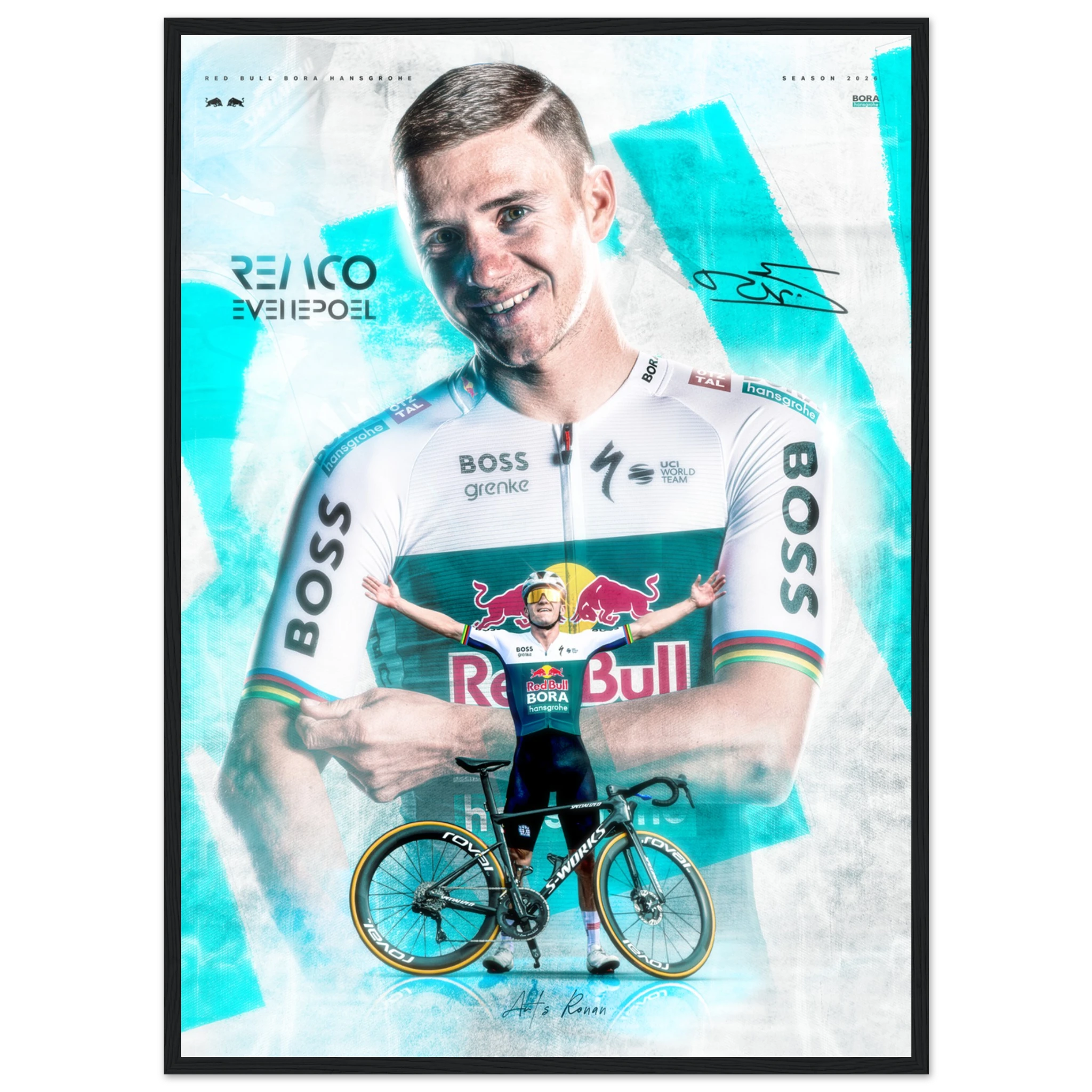 Poster Encadré - Remco Evenepoel ( RedBull - Bora Hansgrohe ) - Obyke Studio
