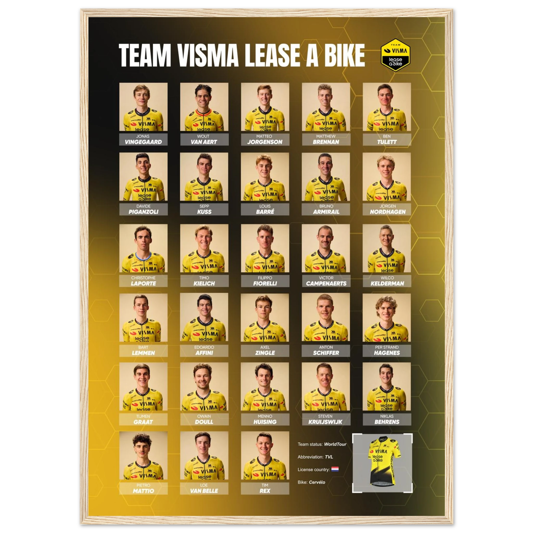 Poster  encadré - Team Visma Lease a Bike 2026 - Obyke Studio