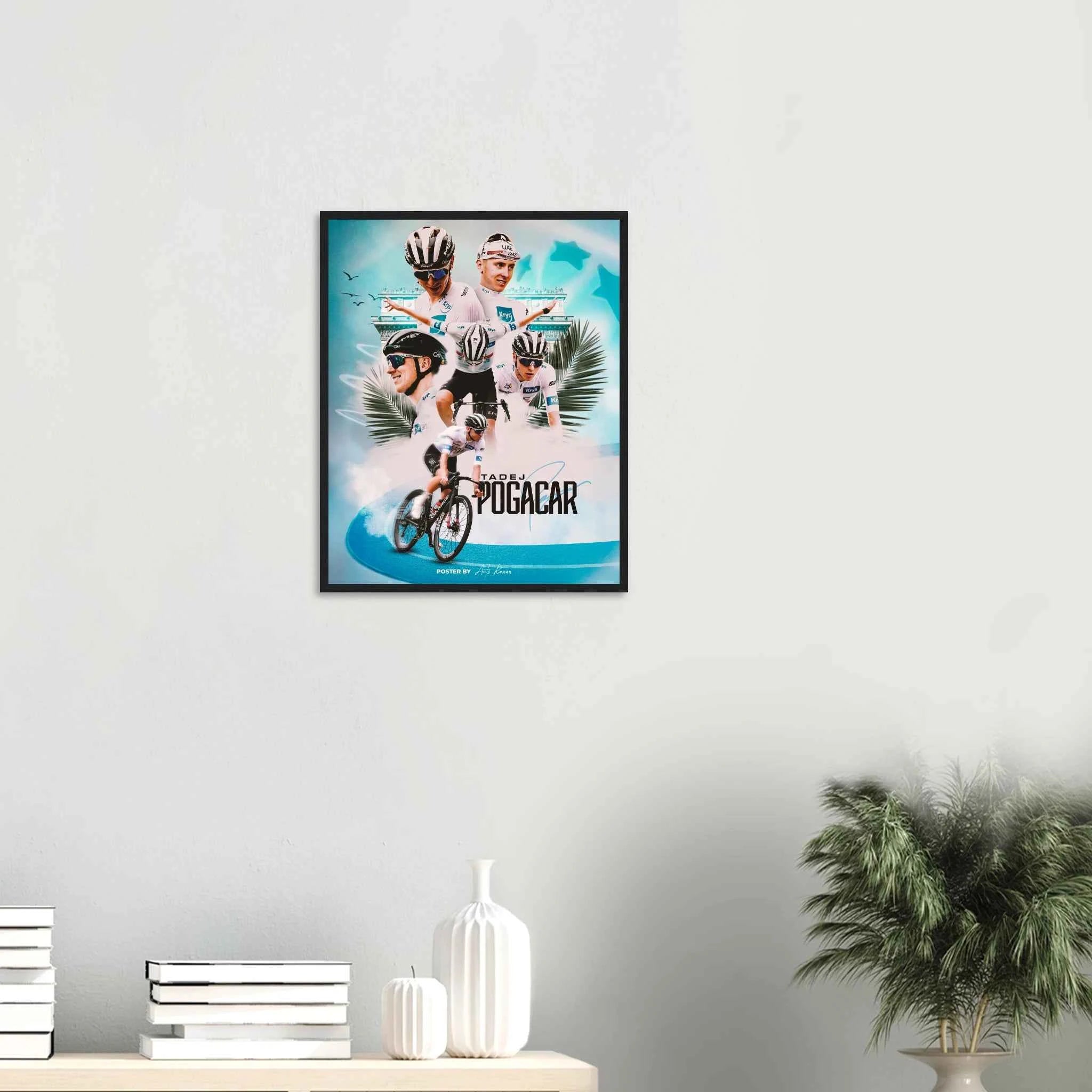 Poster Encadré - Tadej Pogacar Édition maillot Blanc