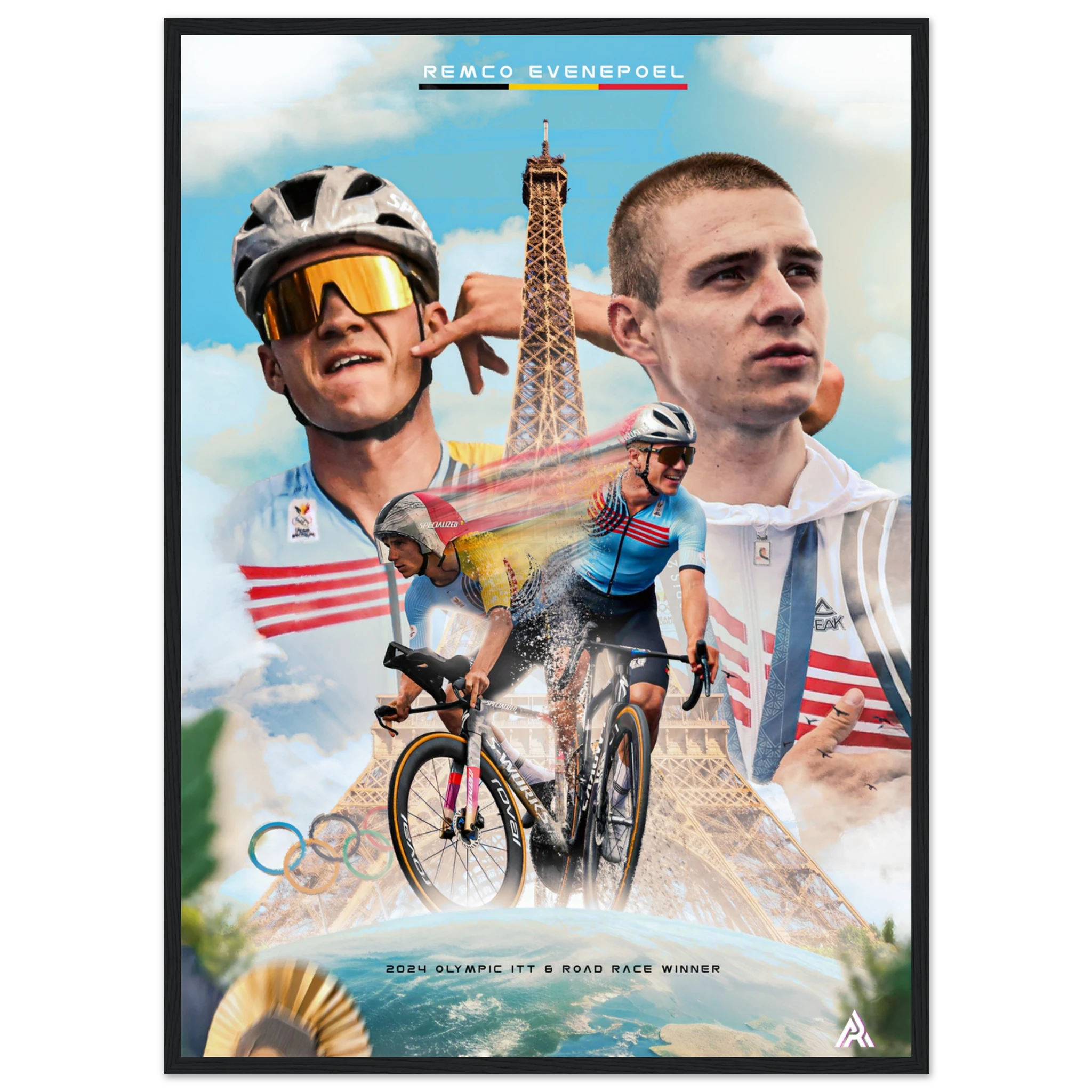 Poster Encadré - Remco Evenepoel (Champion Olympique 2024 ) - Obyke Studio