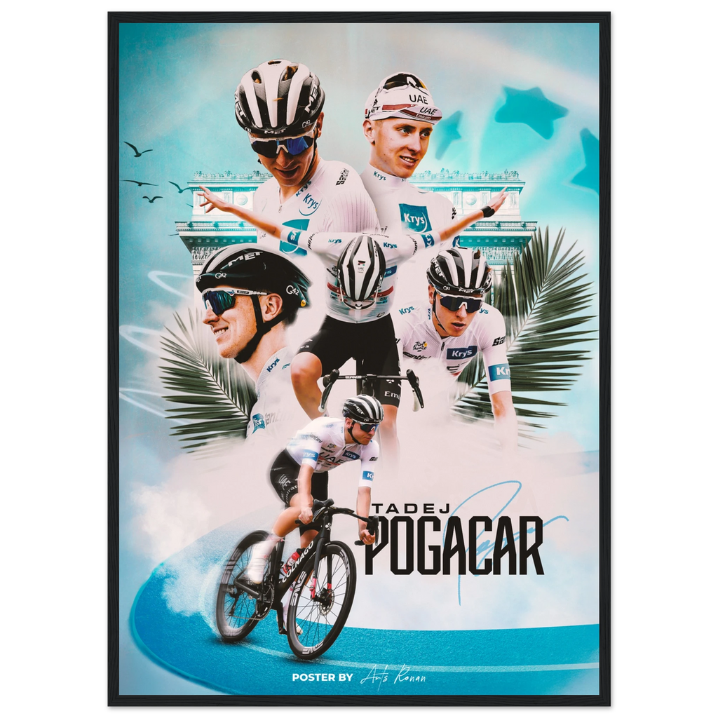 Poster Encadré - Tadej Pogacar Édition maillot Blanc - Obyke Studio