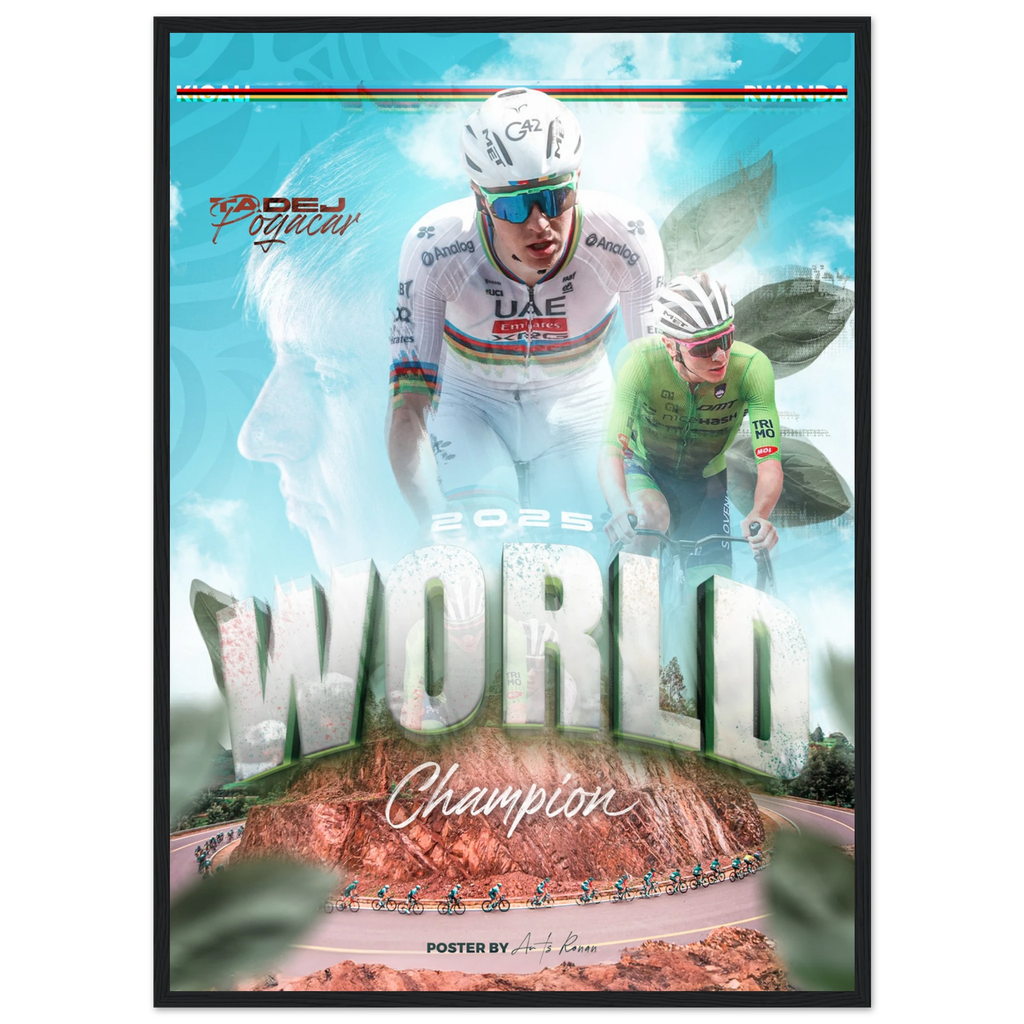 Poster Encadré - Tadej Pogacar ( Édition champion du monde 2025 ) - Obyke Studio