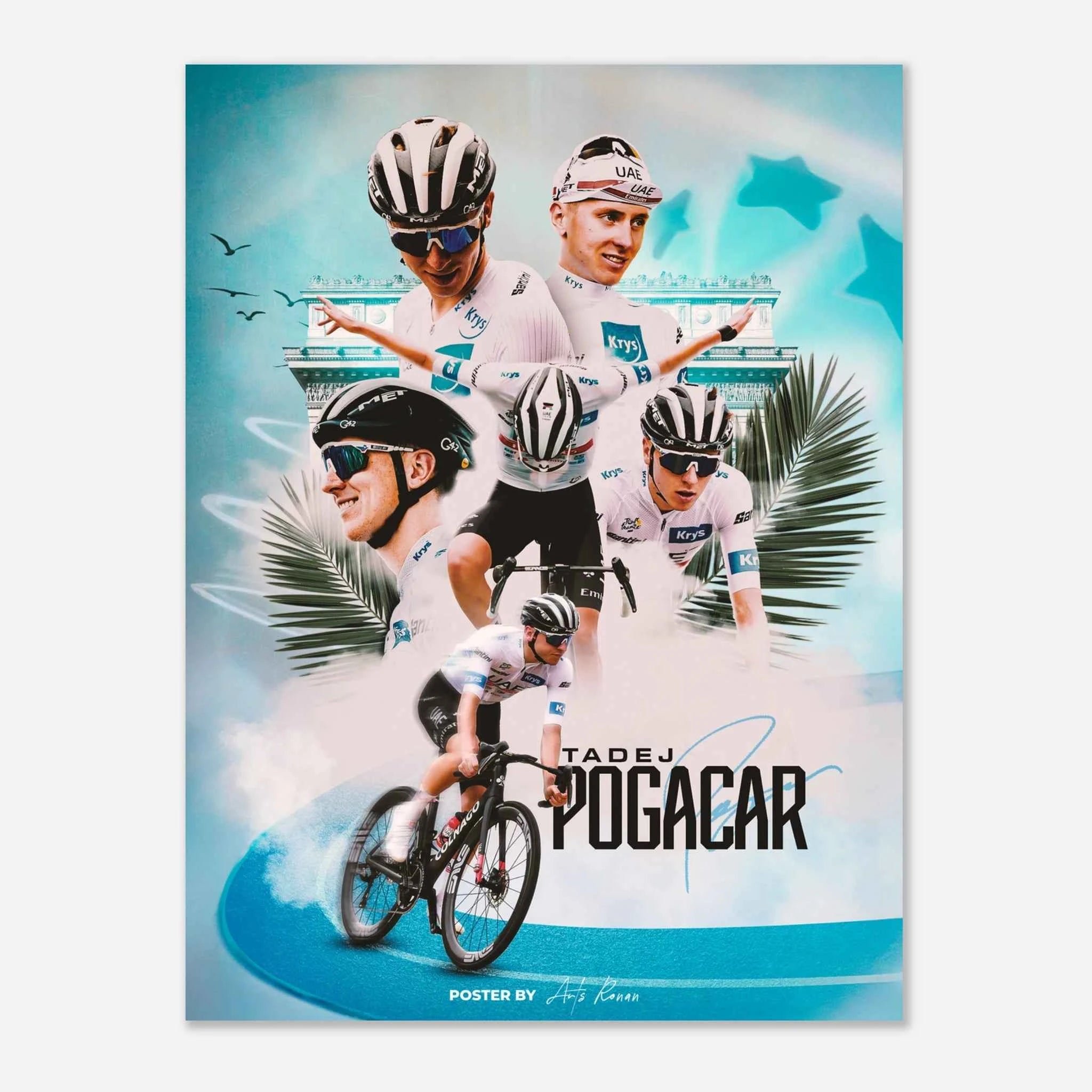 Affiche - Tadej Pogacar ( Maillot Blanc TDF 2023 )