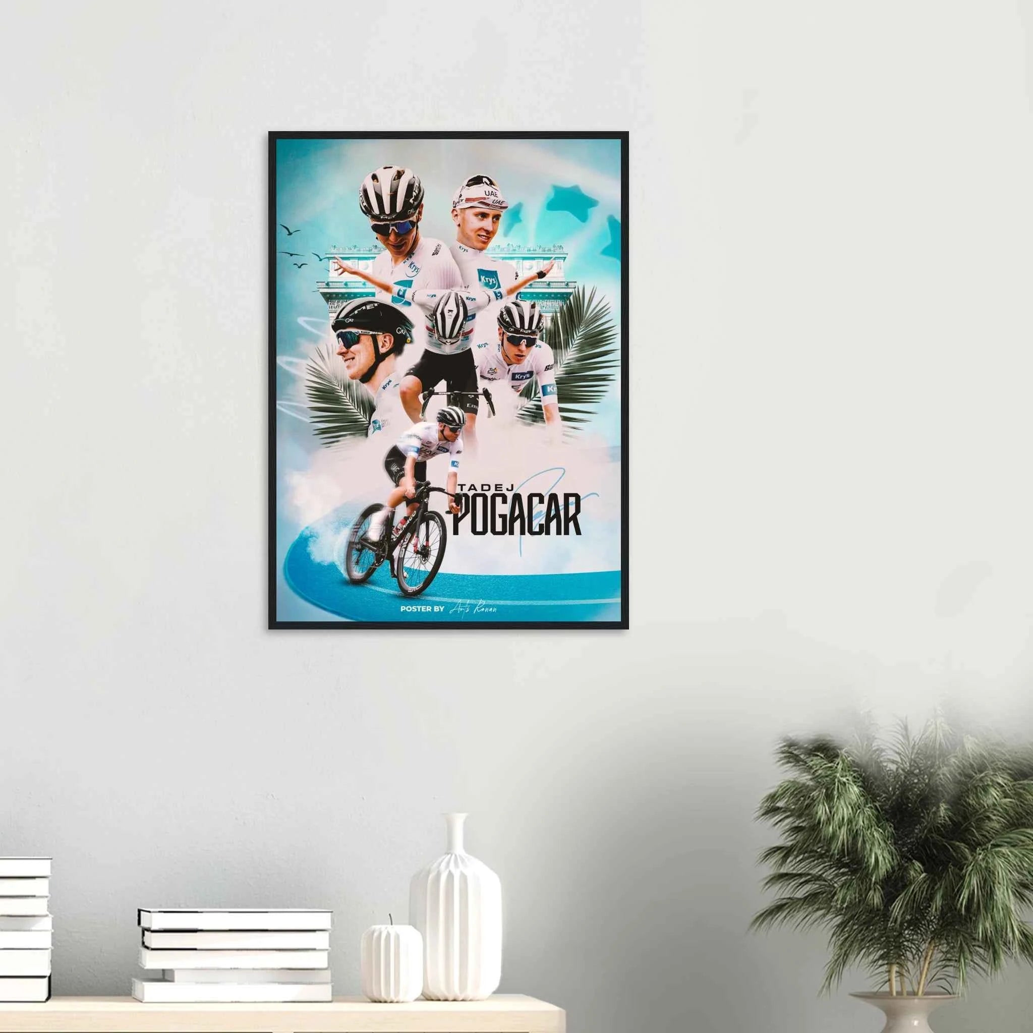 Poster Encadré - Tadej Pogacar Édition maillot Blanc
