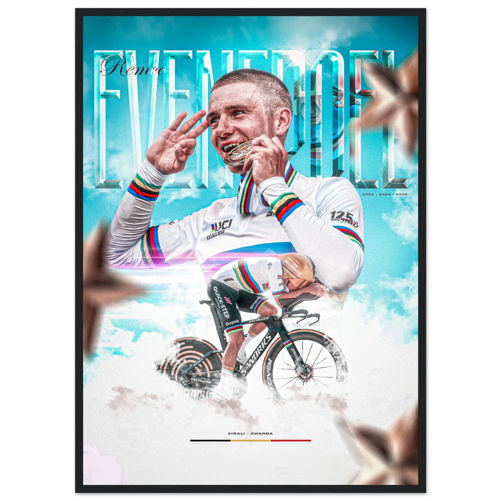 Poster Encadré - Remco Evenepoel ( Édition champion du Monde CLM 2025 )