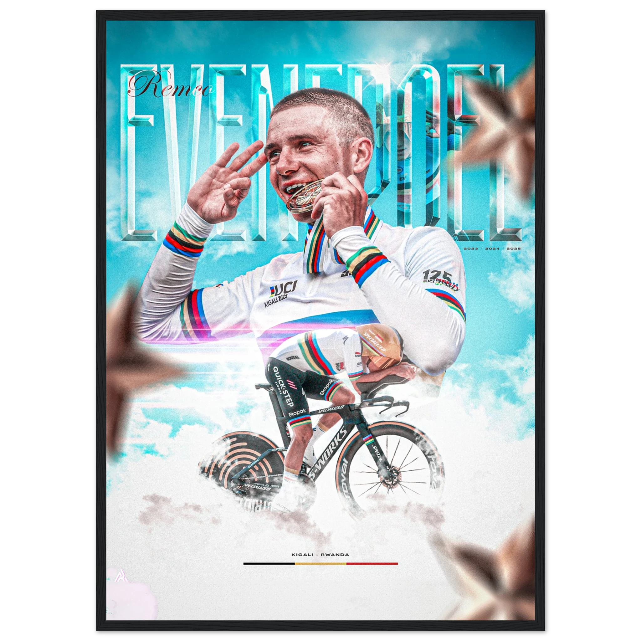 Poster Encadré - Remco Evenepoel ( Édition champion du Monde CLM 2025 )