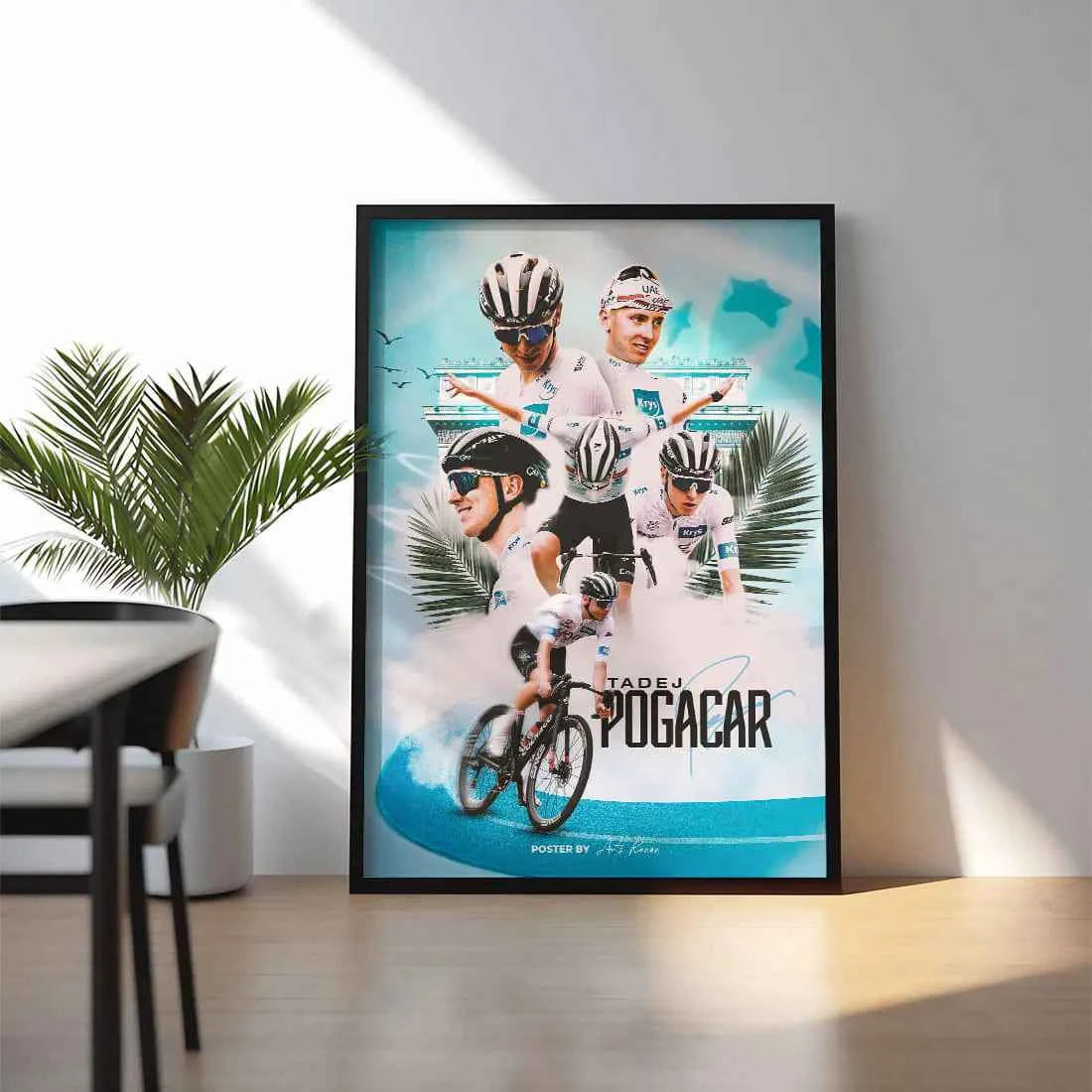 Poster Encadré - Tadej Pogacar Édition maillot Blanc